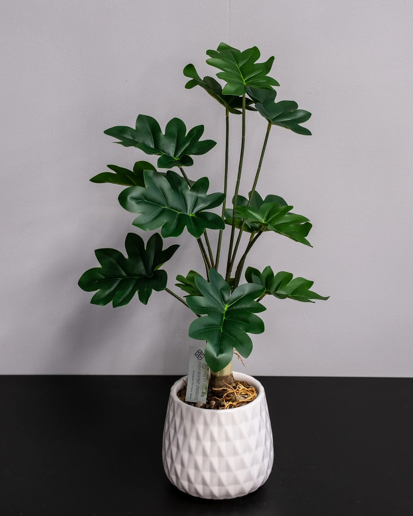 Philodendron som konstgjord växtdetalj för inomhusmiljö
