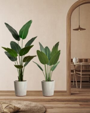Alternative view of Konstgjord Strelitzia (Paradisfågelväxt) i Plastkruka
