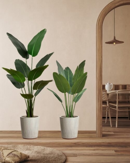 Alternative view of Konstgjord Strelitzia (Paradisfågelväxt) i Plastkruka