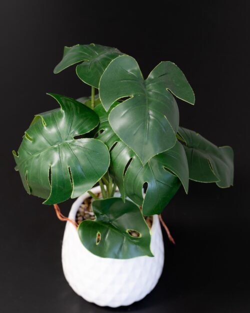 Konstgjord Monstera Krukväxt med Keramikkruka - 45 cm Höjd 9 Konstgjord Monstera Krukväxt