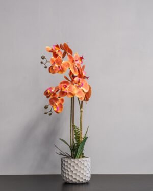 Konstgjord Orkide orange - konstgjorda blommor