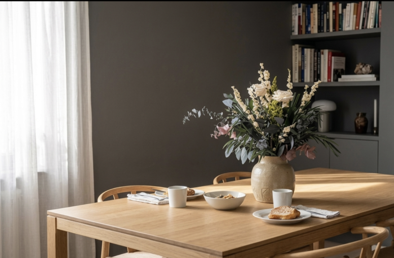 Exklusiv evighetsbukett på modernt matbord
