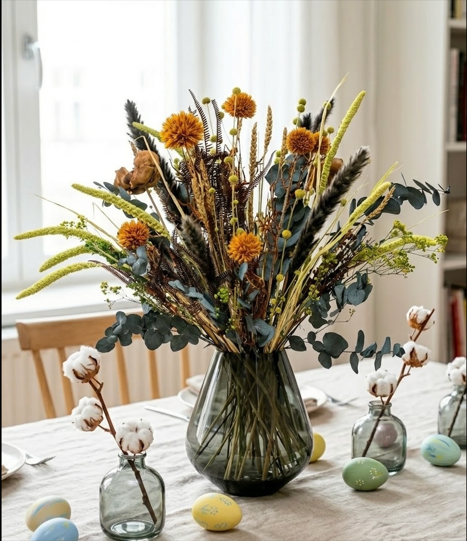 Påskdekoration 2026 – Påskris och torkade blommor för modern inredning 1 torkad bukett påskdekoration
